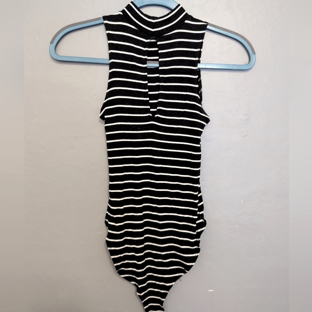 Striped Black and White Bodysuit